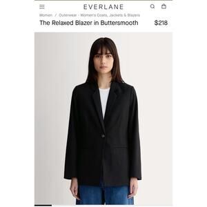 Everlane Women’s Black Relaxed Blazer Linen Blend Size 10 Classic Jacket